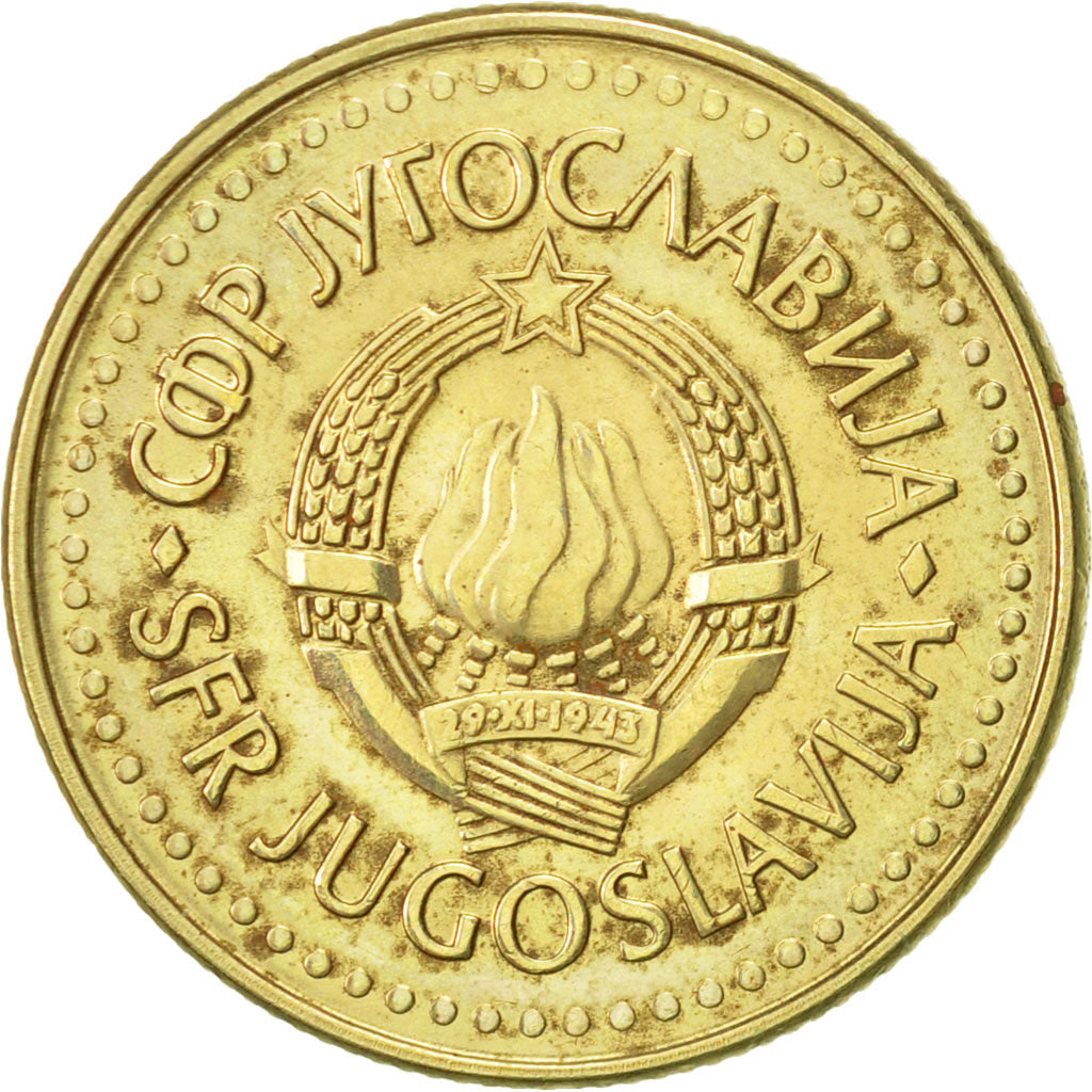 Coin, Yugoslavia, 5 Dinara, 1985, AU(55-58), Nickel-brass, KM:88
