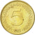 Moneta, Jugosławia, 5 Dinara, 1985, AU(55-58), Mosiądz niklowy, KM:88