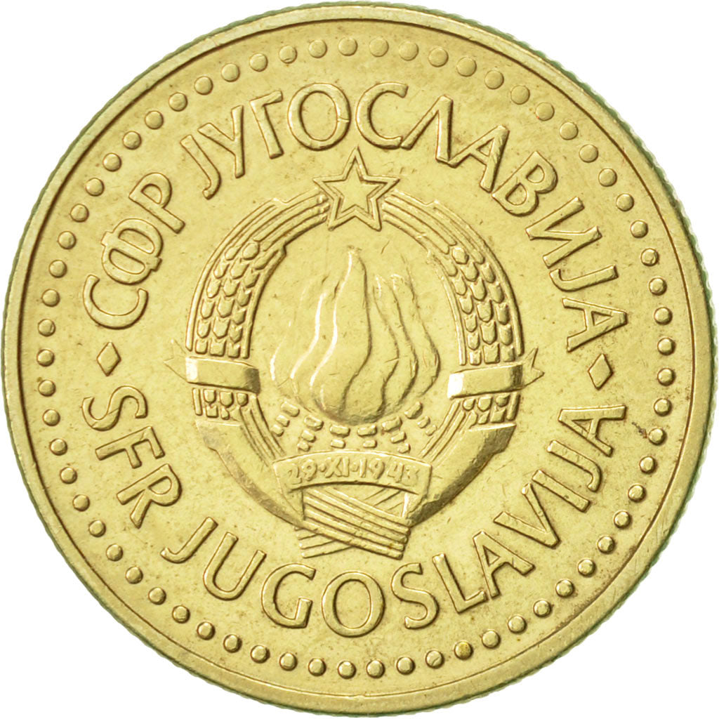 Coin, Yugoslavia, 5 Dinara, 1983, AU(55-58), Nickel-brass, KM:88