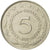 Moneta, Jugosławia, 5 Dinara, 1980, AU(55-58), Miedź-Nikiel-Cynk, KM:58