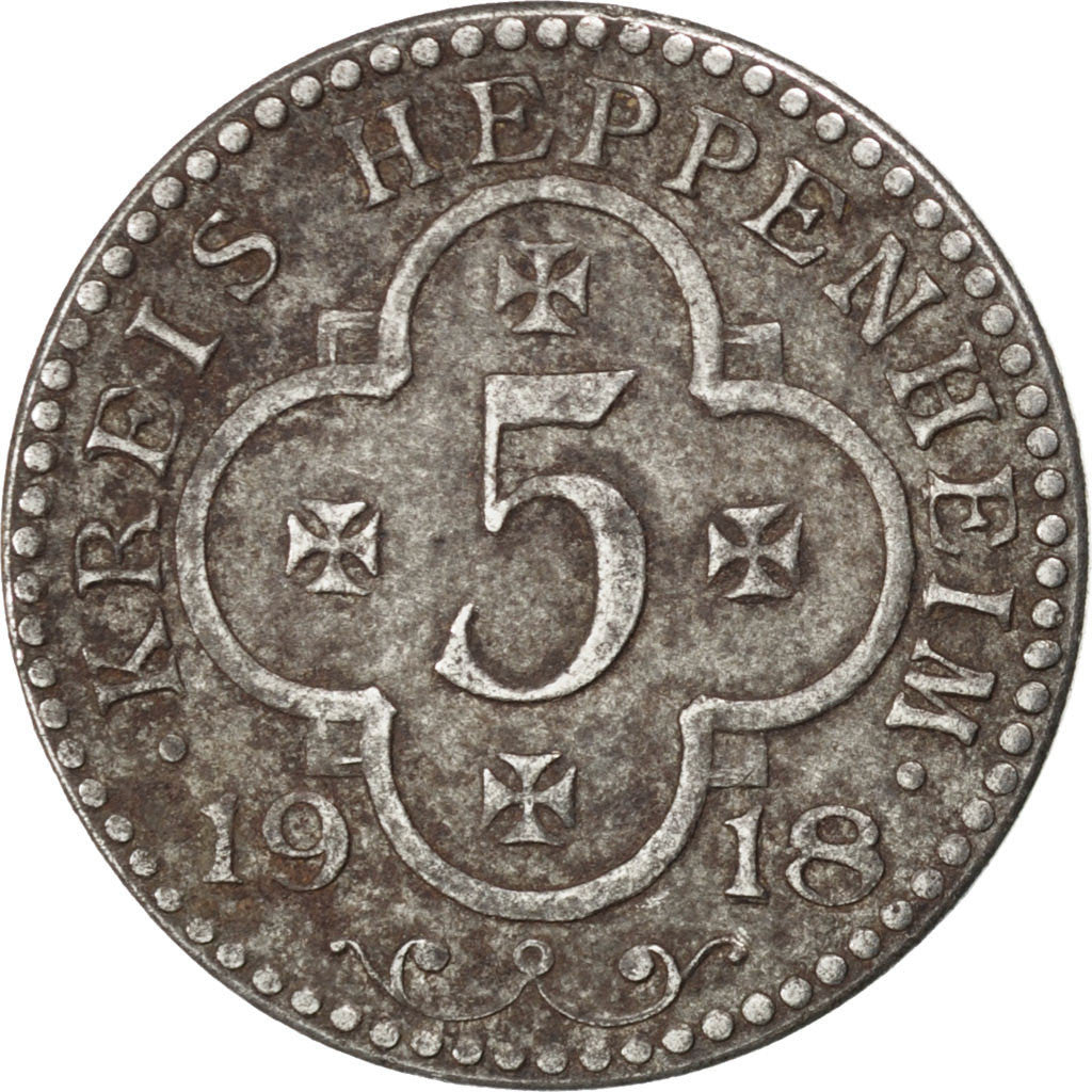 Moneda, Alemania, 5 Pfennig, 1918, MBC, Hierro