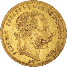 Moeda, Hungria, Franz Joseph I, 8 Forint 20 Francs, 1876, AU(50-53), Dourado