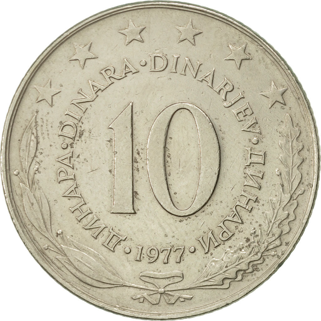 Coin, Yugoslavia, 10 Dinara, 1977, EF(40-45), Copper-nickel, KM:62