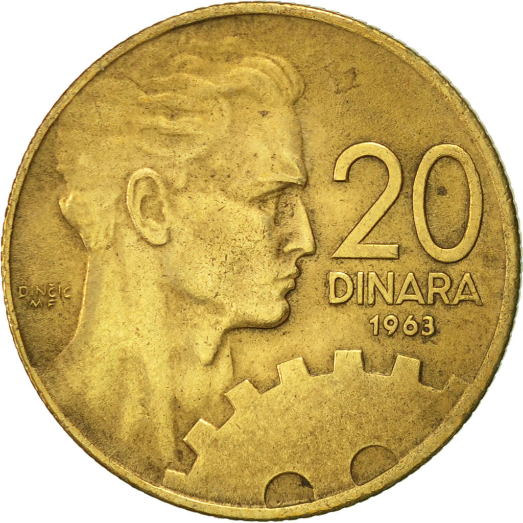 Yugoslavia, 20 Dinara, 1963, EF(40-45), Aluminum-Bronze, KM:40