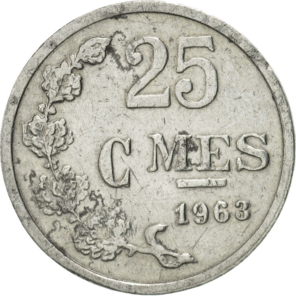 Moneda, Luxemburgo, Jean, 25 Centimes, 1963, MBC, Aluminio, KM:45a.1