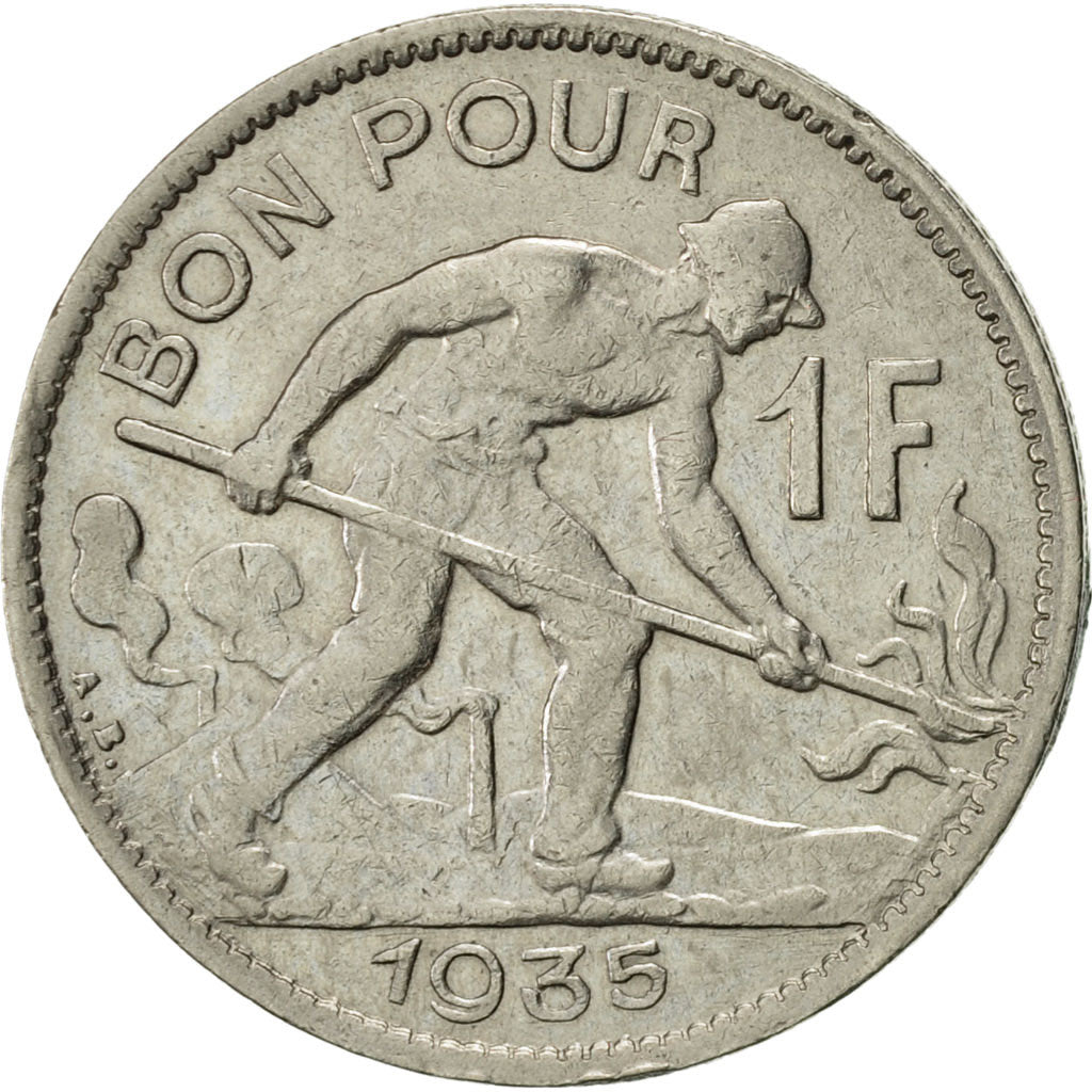 Coin, Luxembourg, Charlotte, Franc, 1935, AU(50-53), Nickel, KM:35