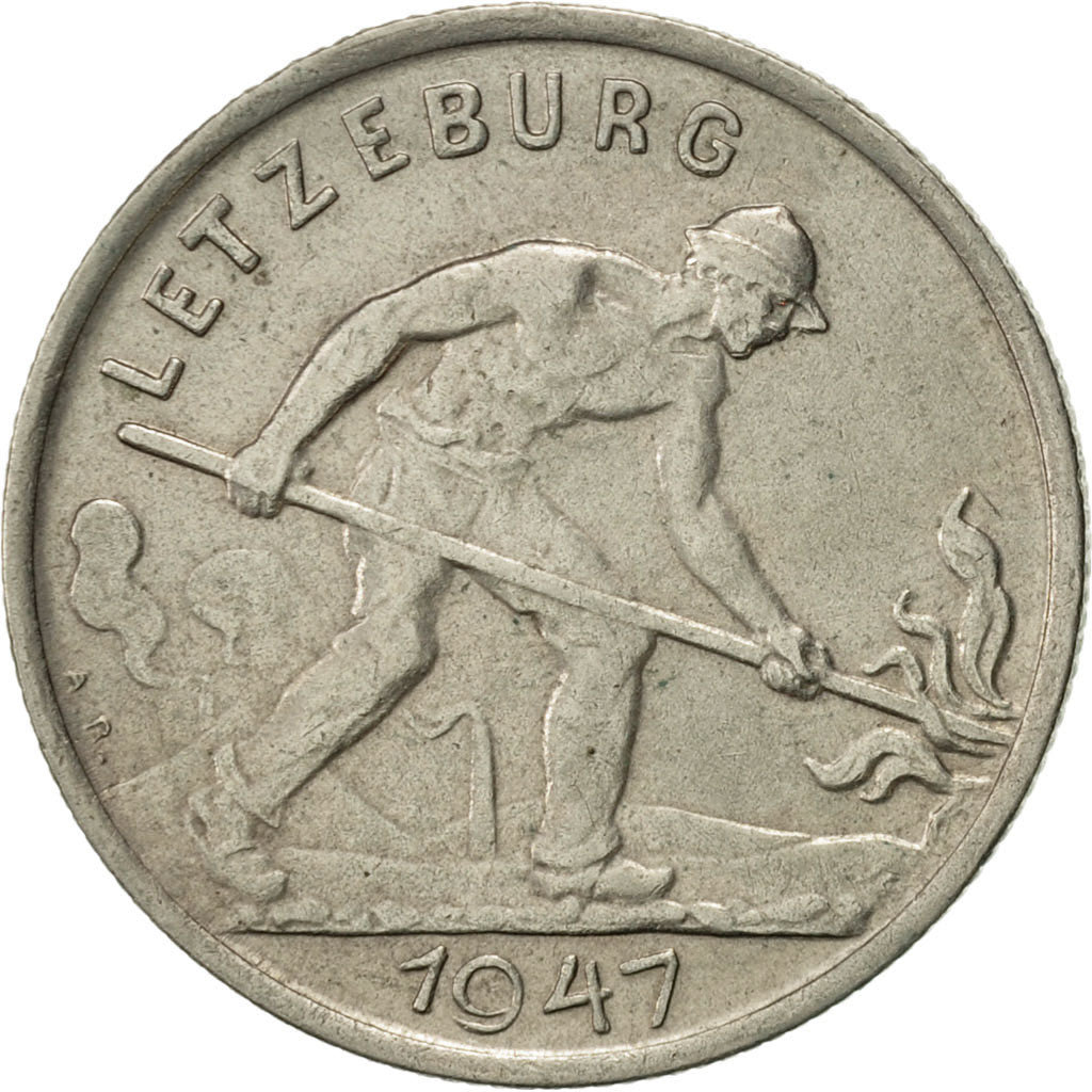 Coin, Luxembourg, Charlotte, Franc, 1947, AU(50-53), Copper-nickel, KM:46.1