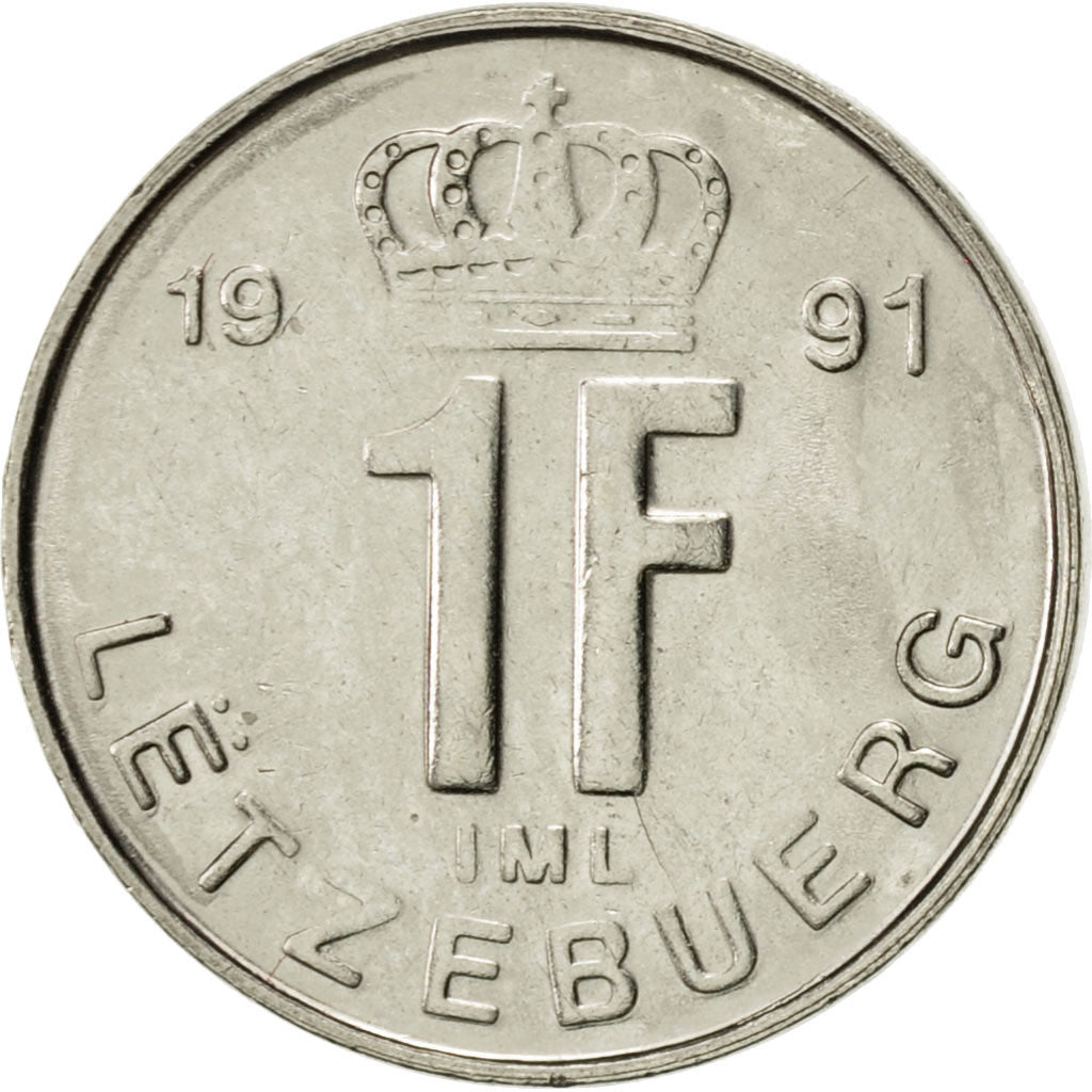 Luxembourg, Jean, Franc, 1991, AU(55-58), Nickel plated steel, KM:63