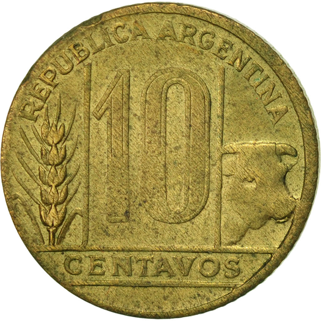 Coin, Argentina, 10 Centavos, 1950, EF(40-45), Aluminum-Bronze, KM:41