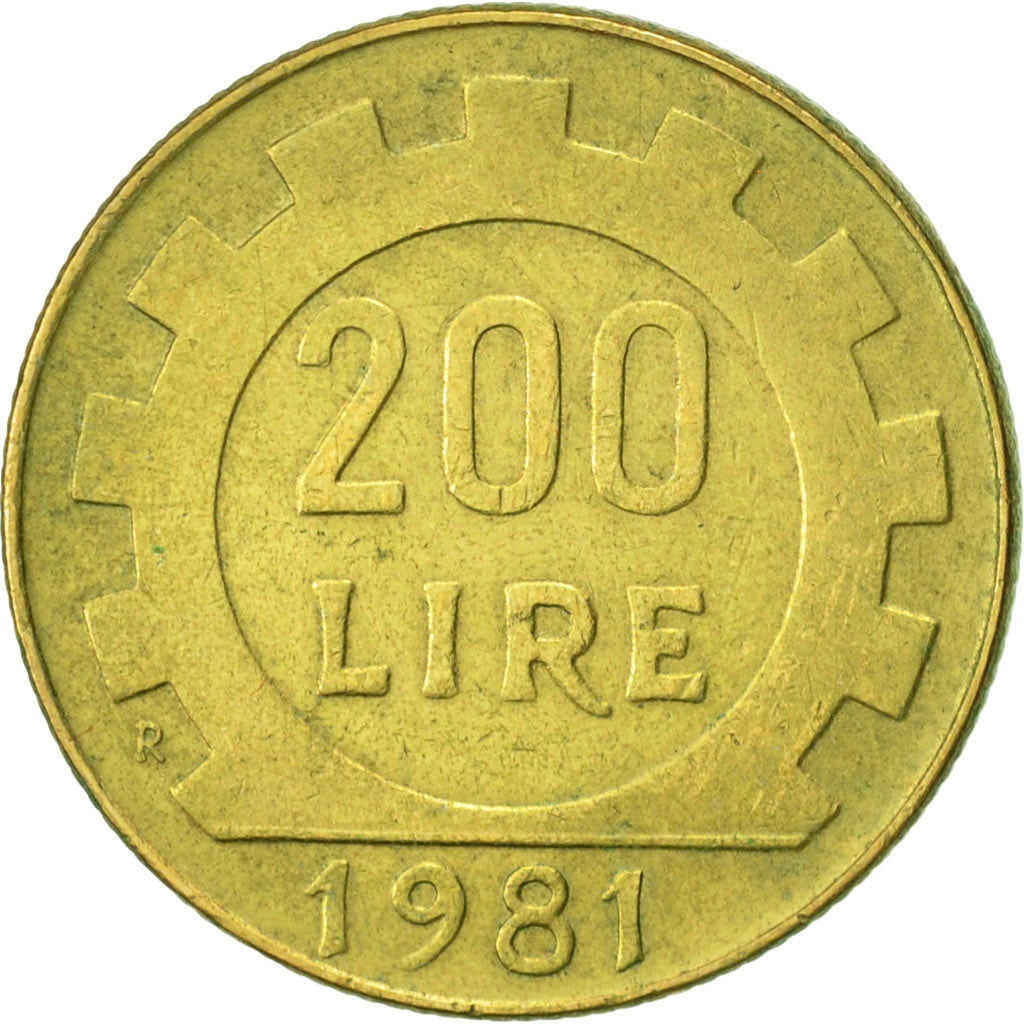Coin, Italy, 200 Lire, 1981, Rome, EF(40-45), Aluminum-Bronze, KM:105