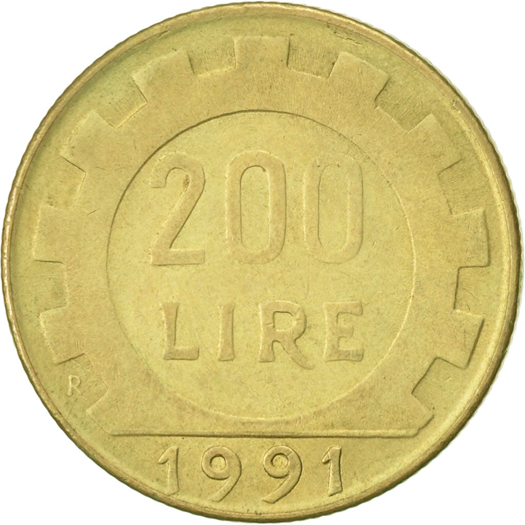 Coin, Italy, 200 Lire, 1991, Rome, EF(40-45), Aluminum-Bronze, KM:105