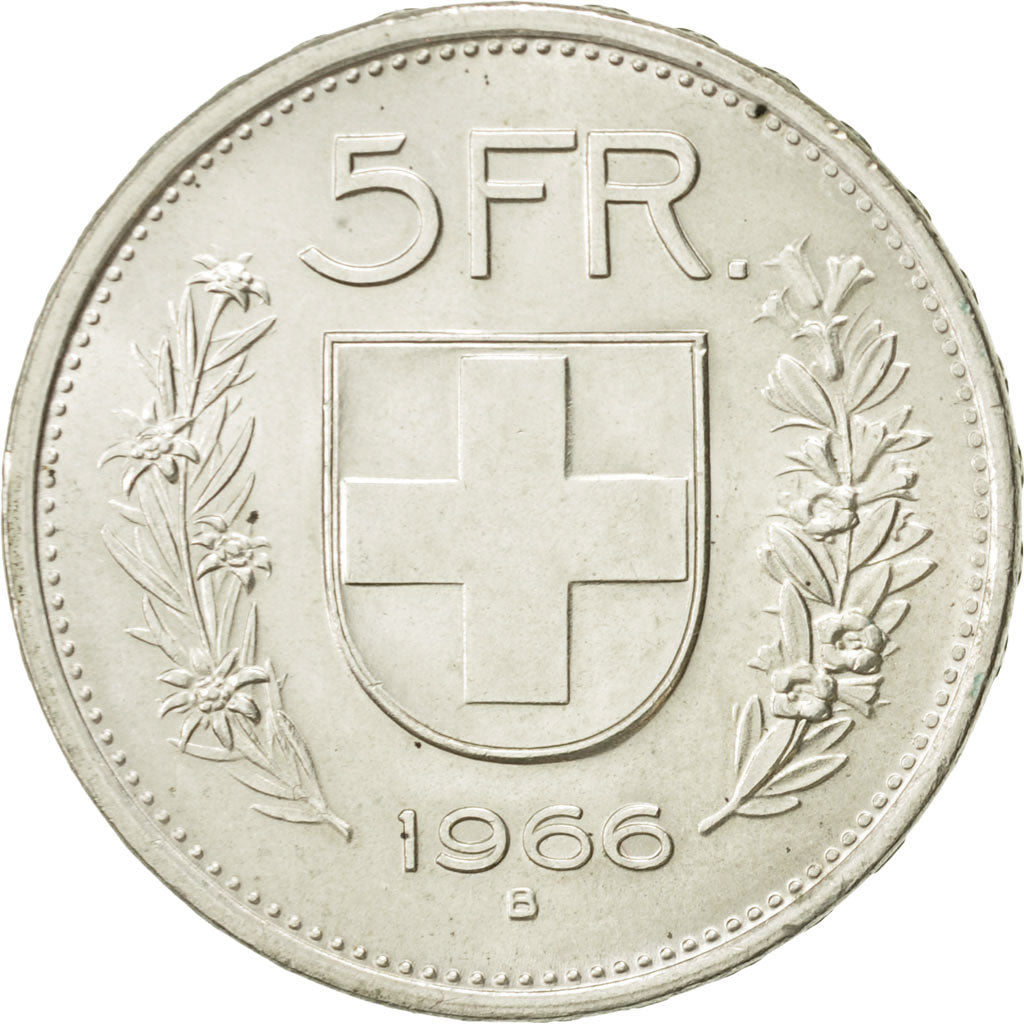 Svizzera, 5 Francs, 1966, Bern, BB+, Argento, KM:40