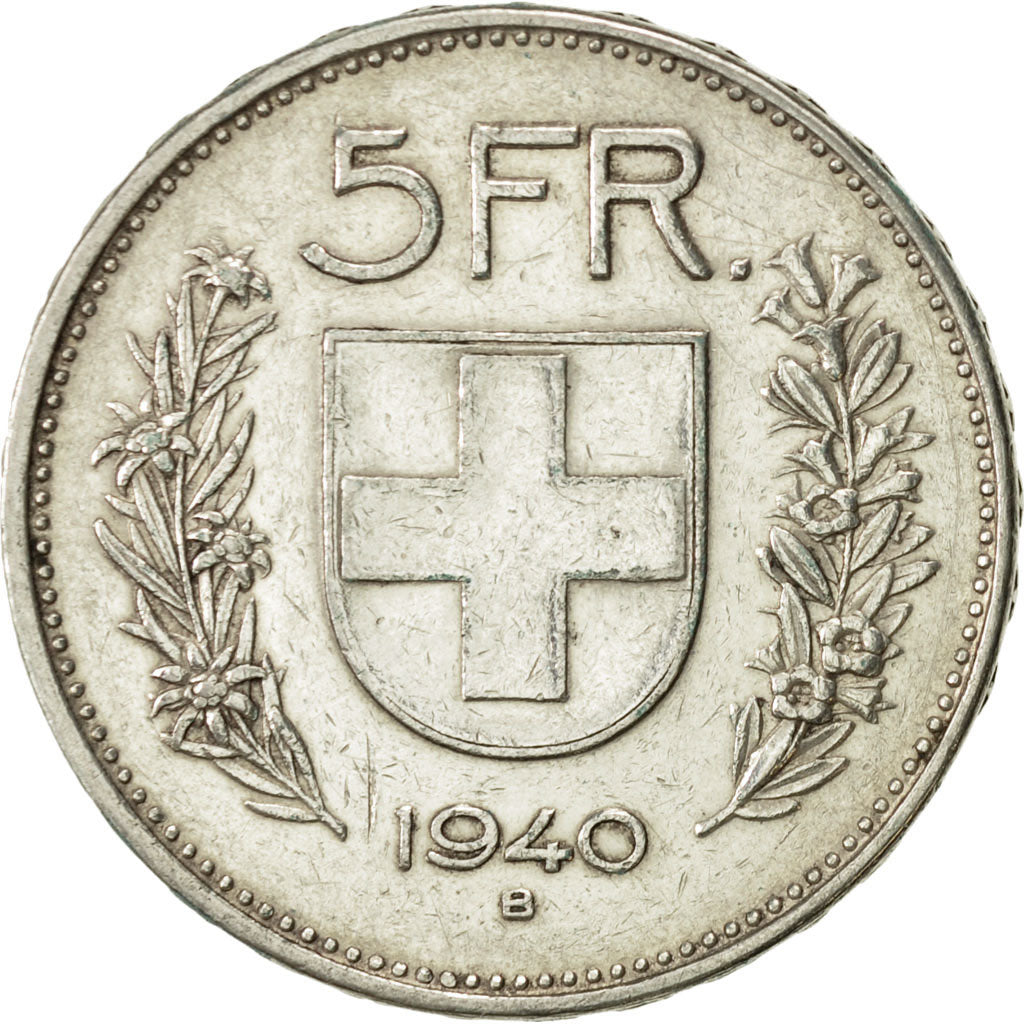 Schweiz, 5 Francs, 1940, Bern, SS+, Silber, KM:40