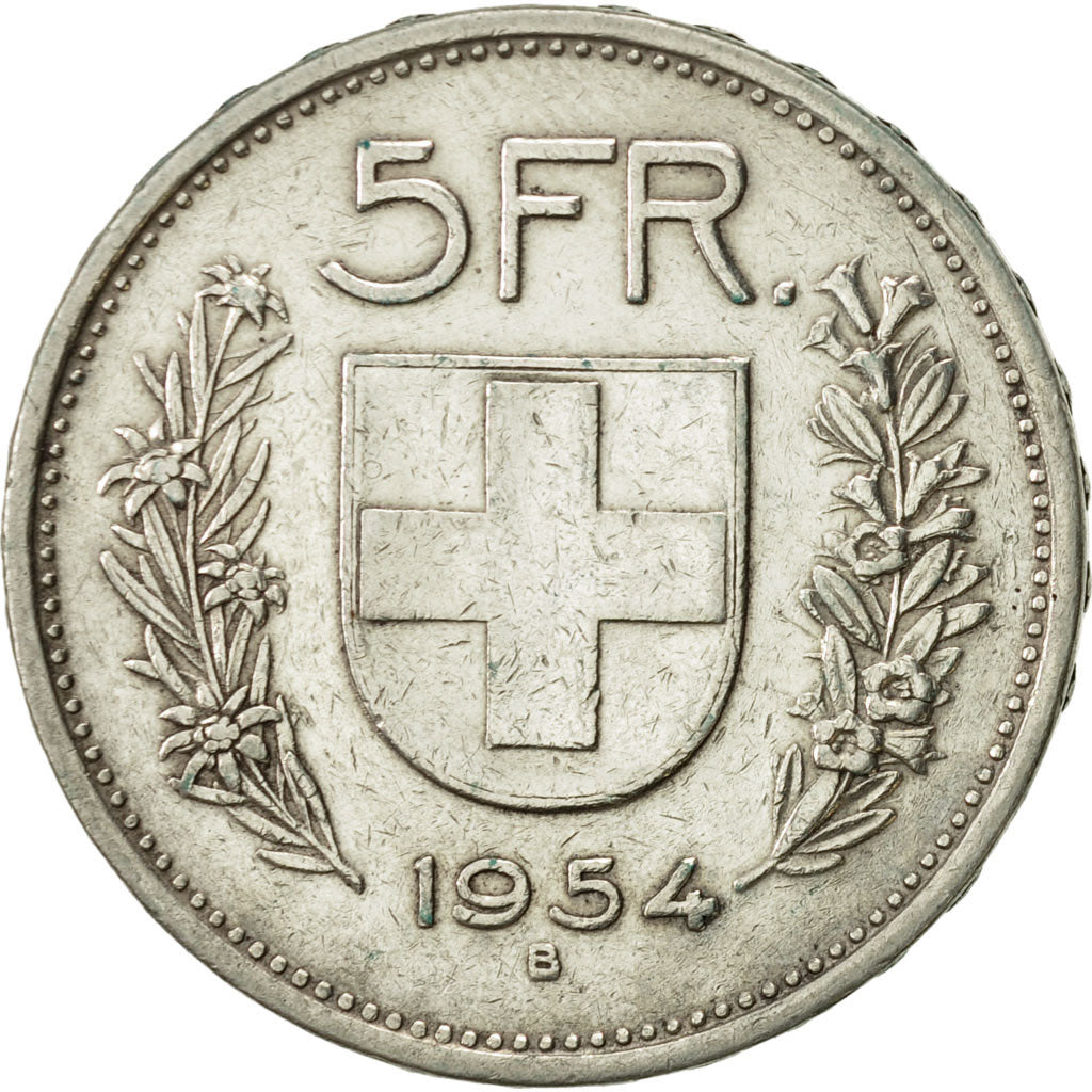 Moneta, Svizzera, 5 Francs, 1954, Bern, BB+, Argento, KM:40