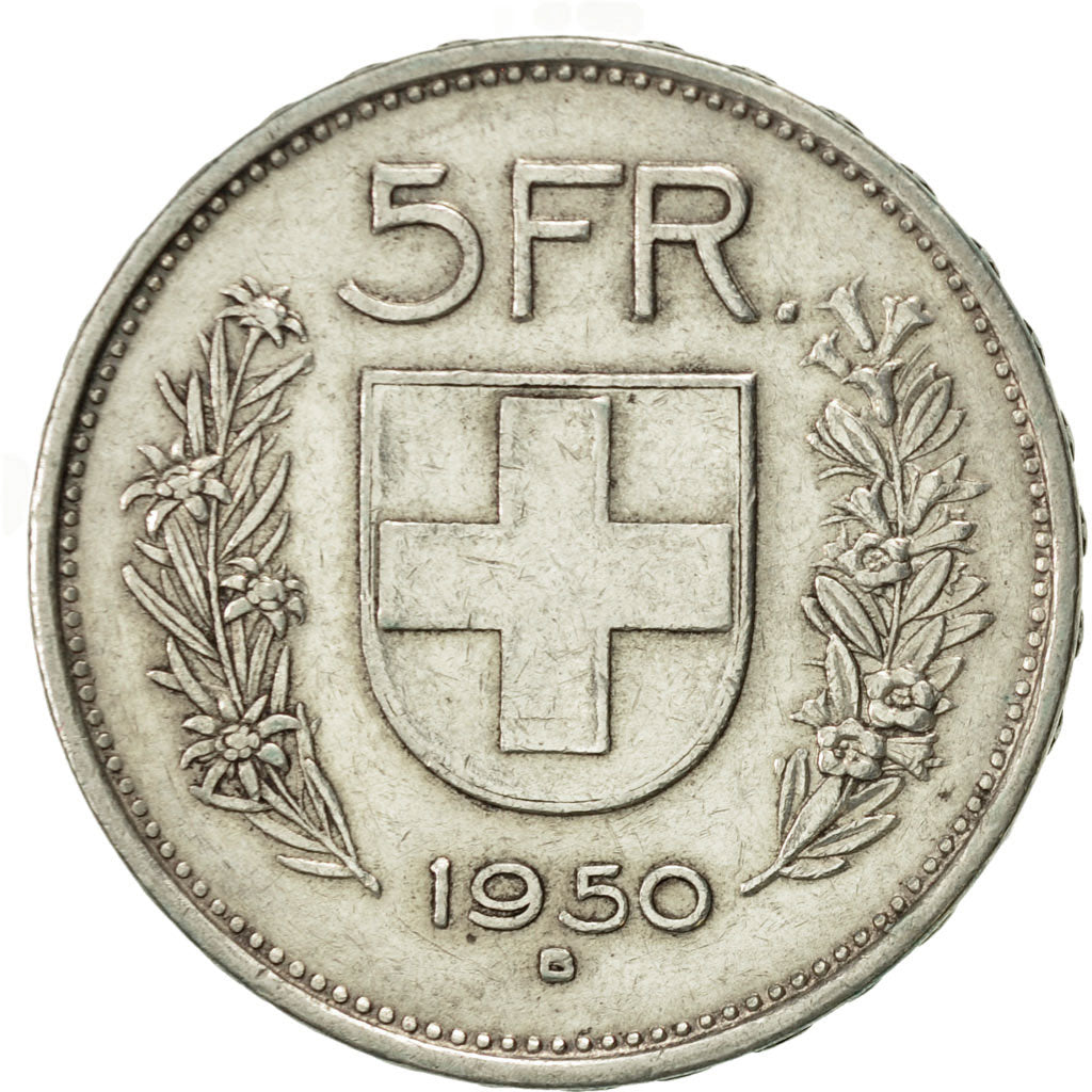 Switzerland, 5 Francs, 1950, Bern, AU(50-53), Silver, KM:40