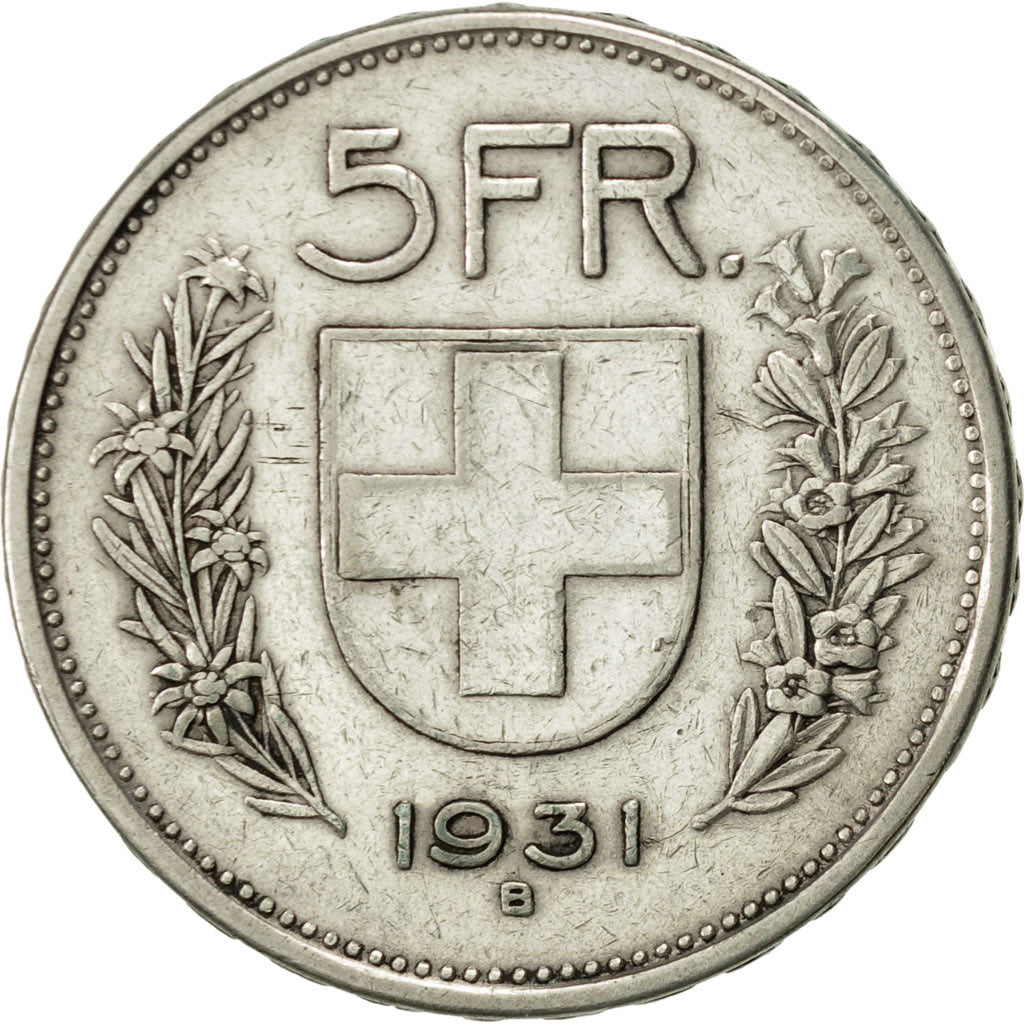 Coin, Switzerland, 5 Francs, 1931, Bern, AU(50-53), Silver, KM:40