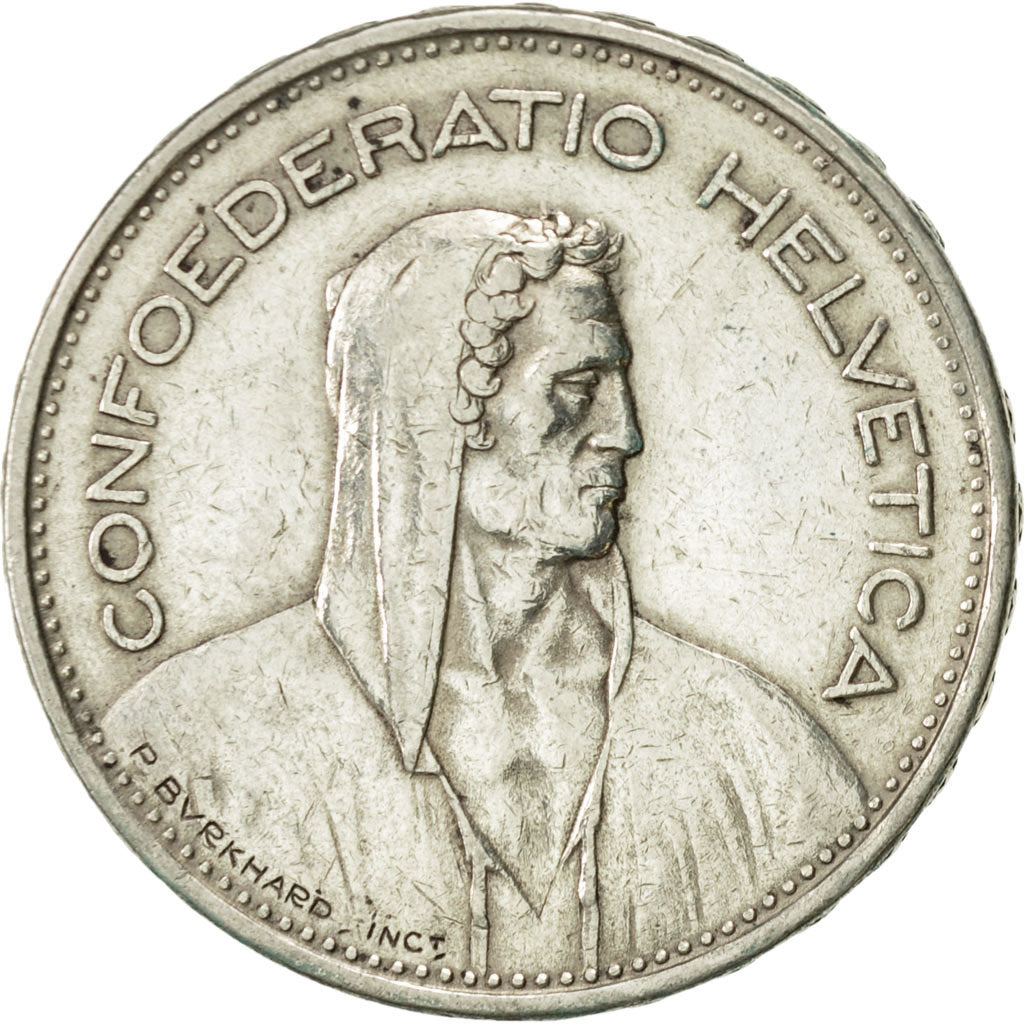 Coin, Switzerland, 5 Francs, 1939, Bern, AU(50-53), Silver, KM:40