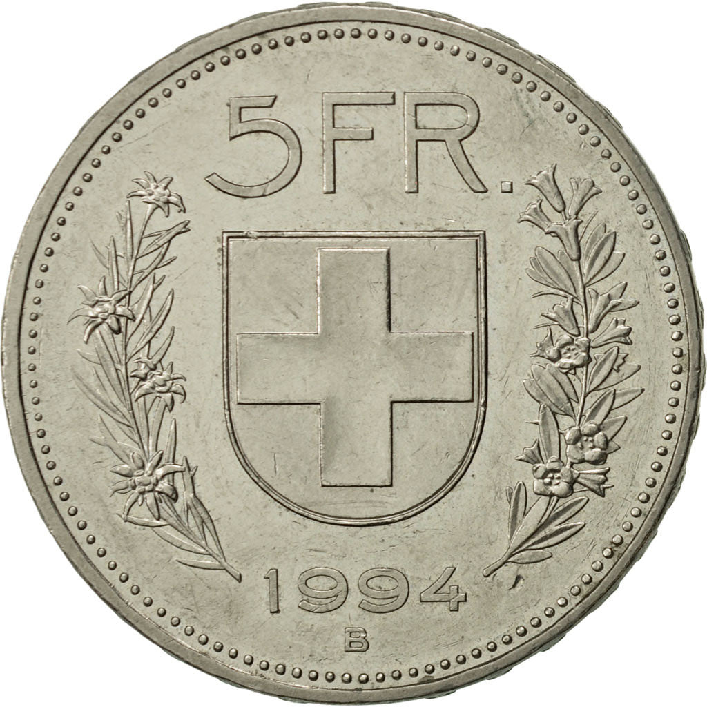 Switzerland, 5 Francs, 1994, Bern, AU(50-53), Copper-nickel, KM:40a.4