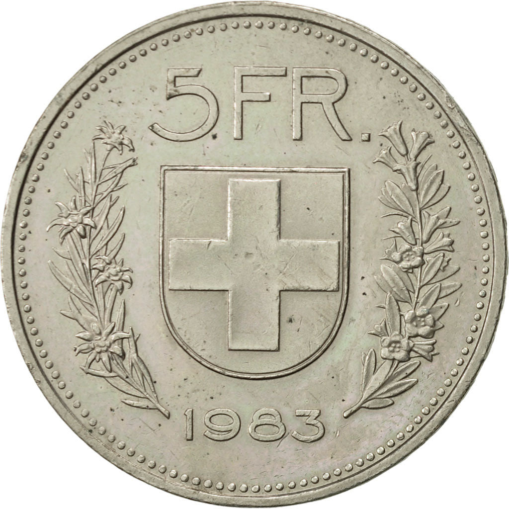 Switzerland, 5 Francs, 1983, Bern, AU(50-53), Copper-nickel, KM:40a.2