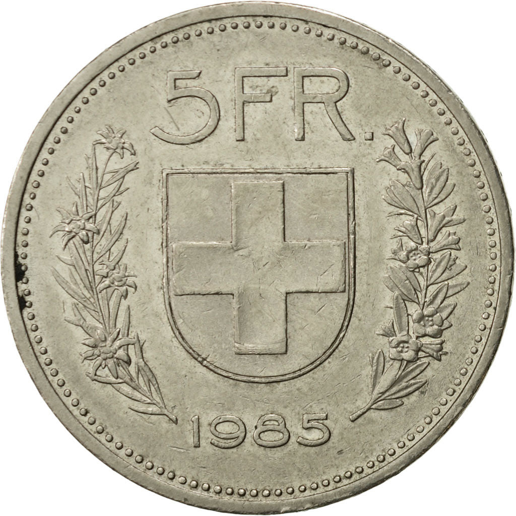 Switzerland, 5 Francs, 1985, Bern, AU(50-53), Copper-nickel, KM:40a.3