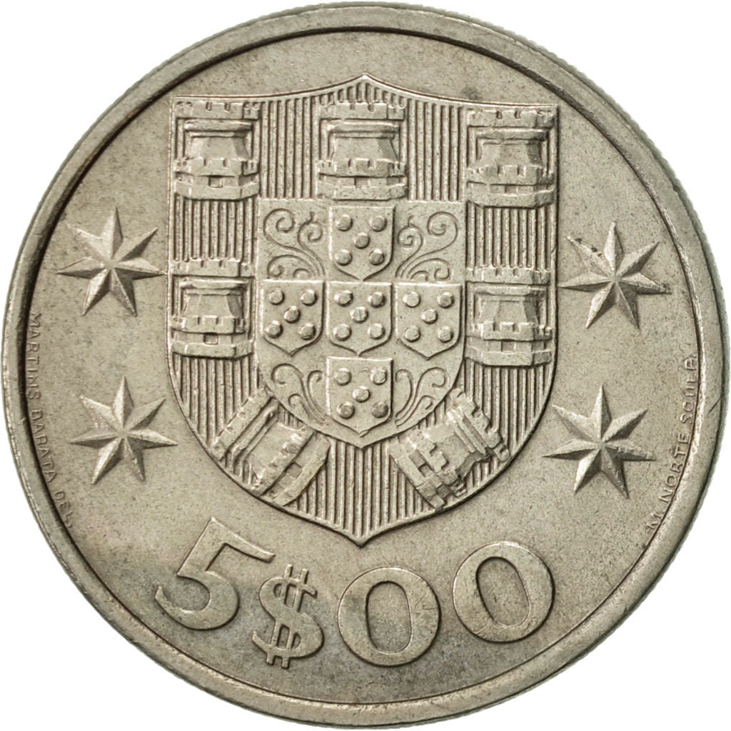 Coin, Portugal, 5 Escudos, 1984, EF(40-45), Copper-nickel, KM:591
