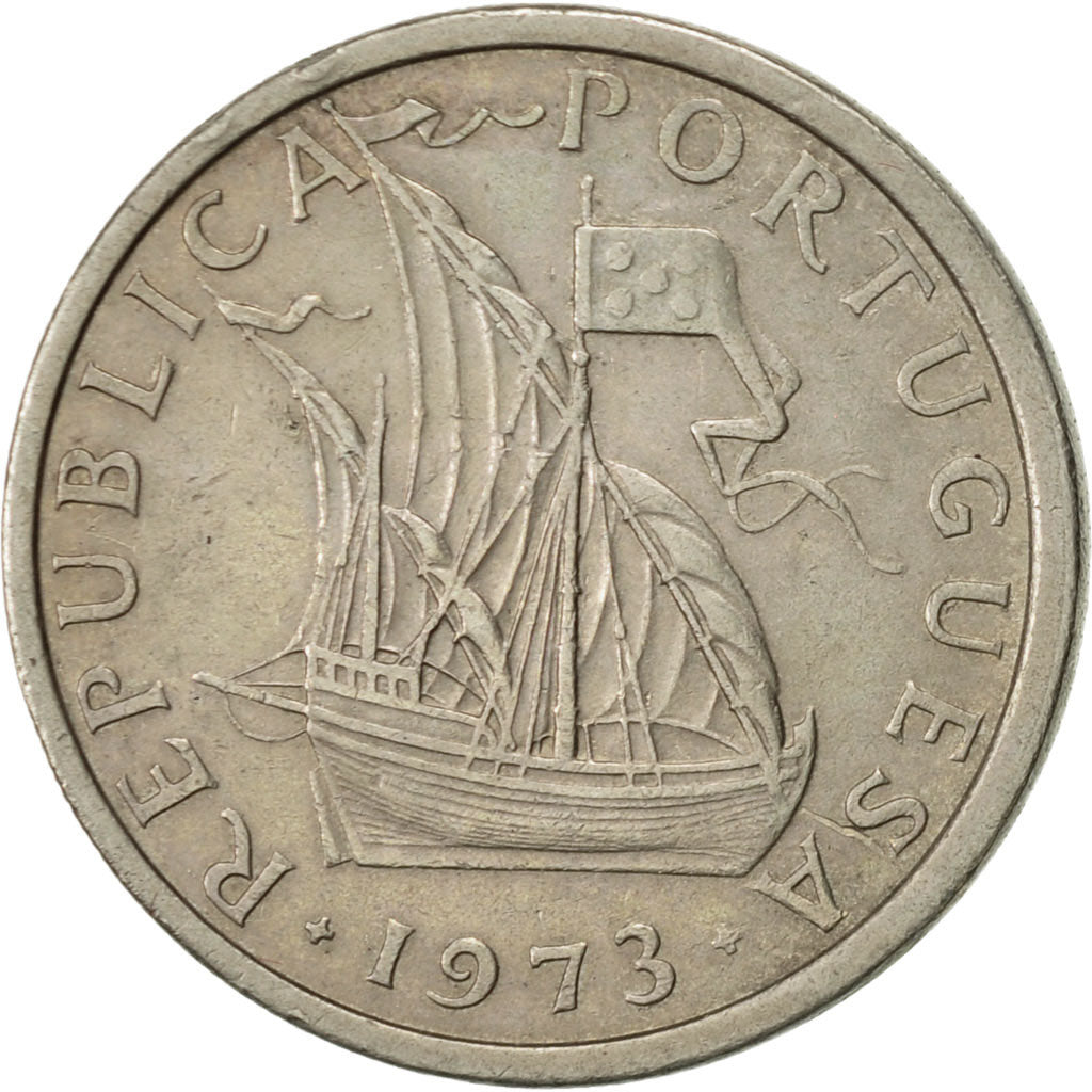 Coin, Portugal, 5 Escudos, 1973, EF(40-45), Copper-nickel, KM:591