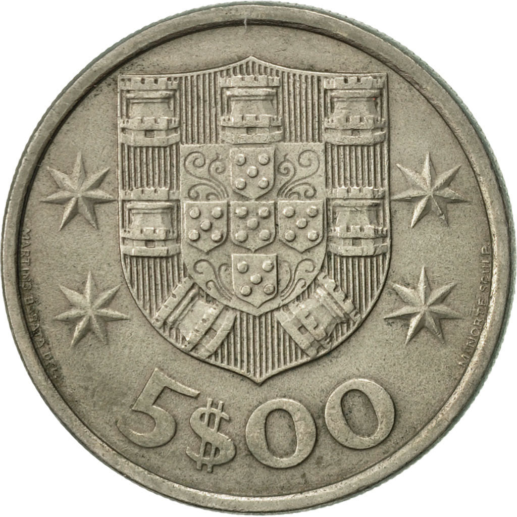 Moneta, Portogallo, 5 Escudos, 1976, BB, Rame-nichel, KM:591