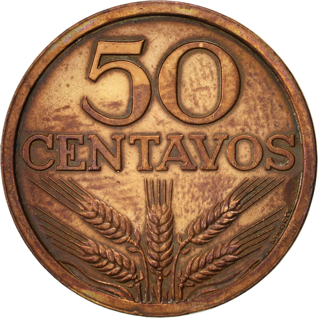 Coin, Portugal, 50 Centavos, 1972, EF(40-45), Bronze, KM:596