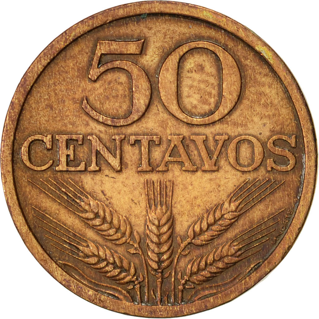 Coin, Portugal, 50 Centavos, 1970, EF(40-45), Bronze, KM:596