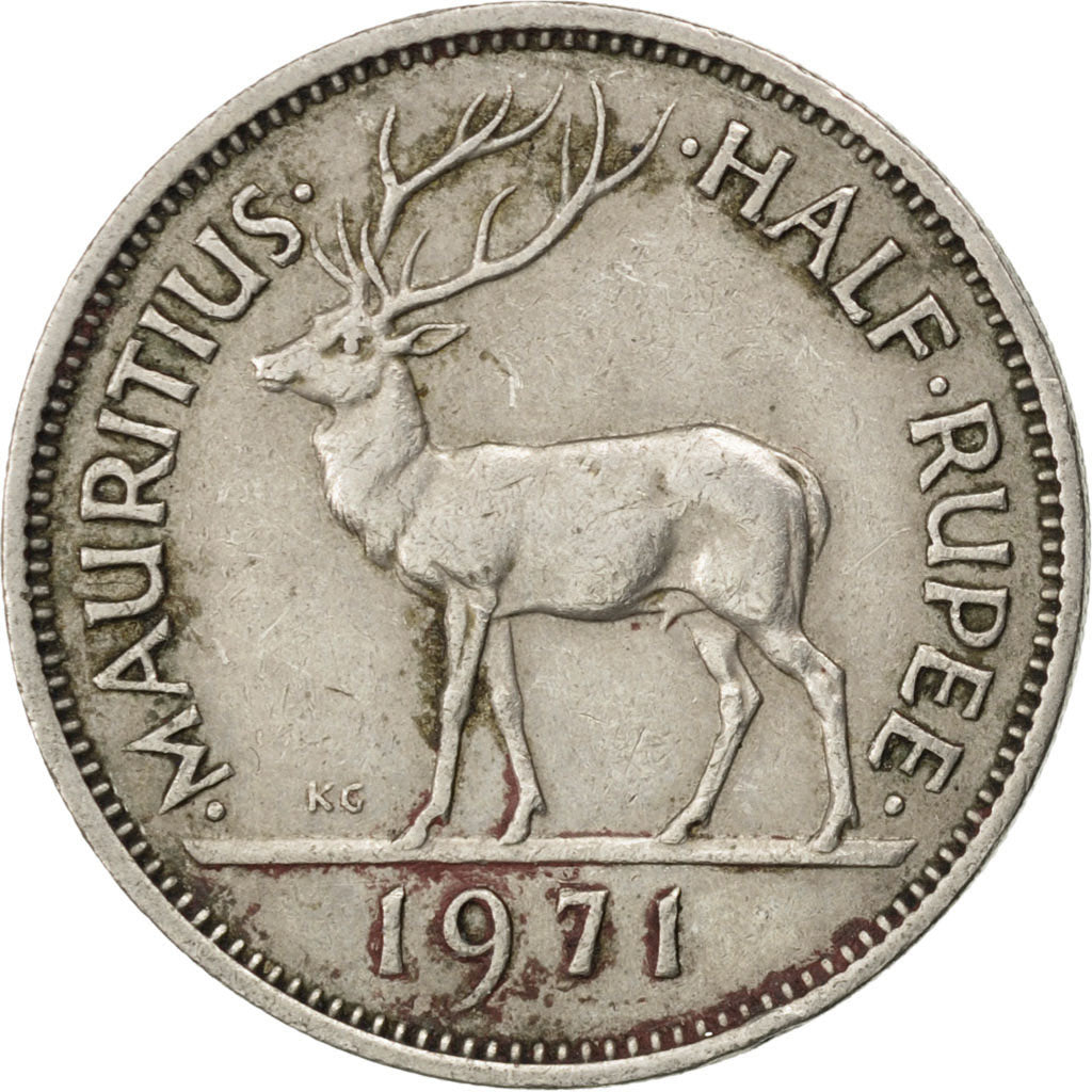 MAURITIUS, 1/2 Rupee, 1971, KM #37.1, EF(40-45), Copper-Nickel, 23.65, 5.88