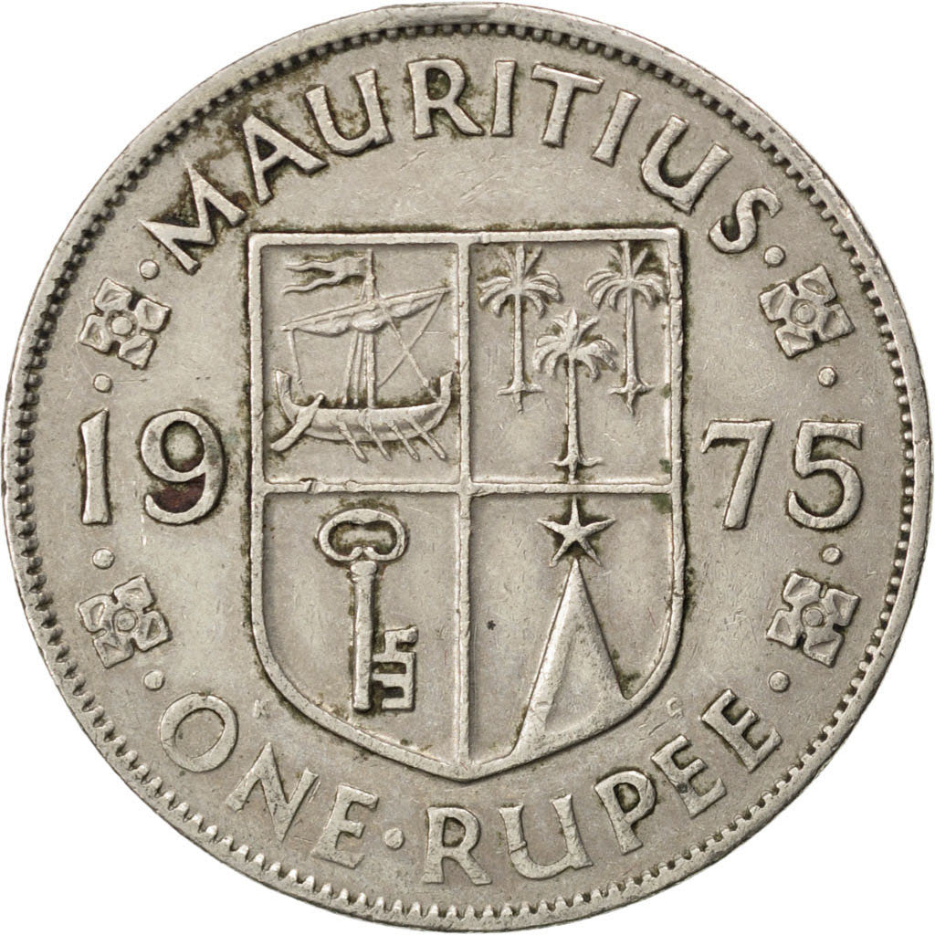 Coin, Mauritius, Elizabeth II, Rupee, 1975, EF(40-45), Copper-nickel, KM:35.1