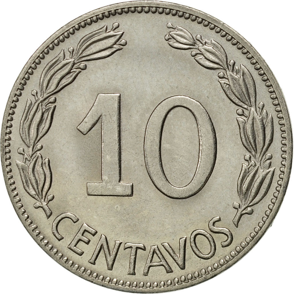Moneda, Ecuador, 10 Centavos, Diez, 1964, EBC, Níquel recubierto de acero