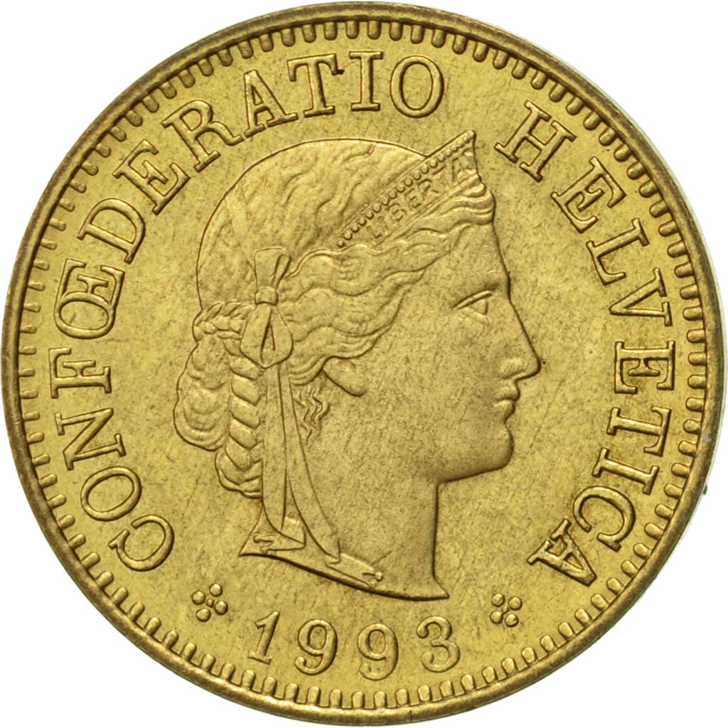 Coin, Switzerland, 5 Rappen, 1993, Bern, AU(55-58), Aluminum-Bronze, KM:26c