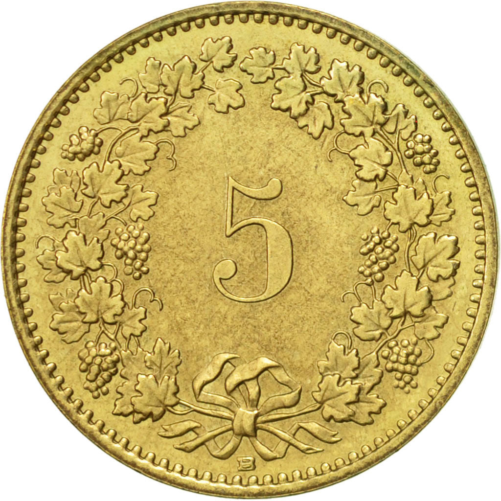 Coin, Switzerland, 5 Rappen, 1990, Bern, AU(55-58), Aluminum-Bronze, KM:26c