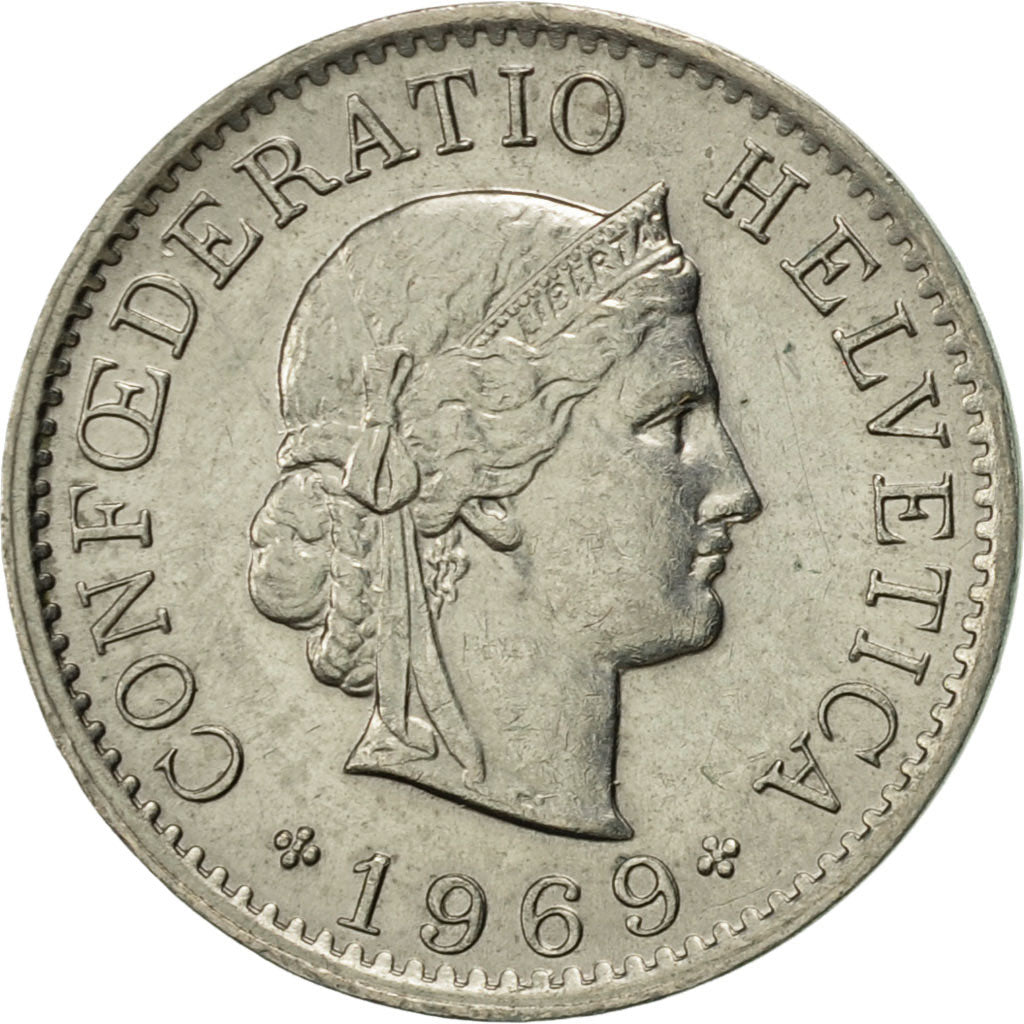 Coin, Switzerland, 5 Rappen, 1969, Bern, AU(55-58), Copper-nickel, KM:26
