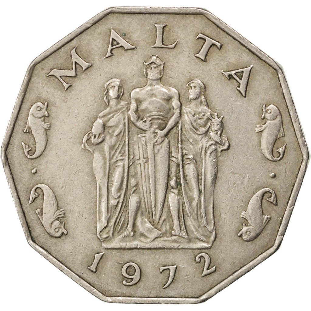 Coin, Malta, 50 Cents, 1972, EF(40-45), Copper-nickel, KM:12