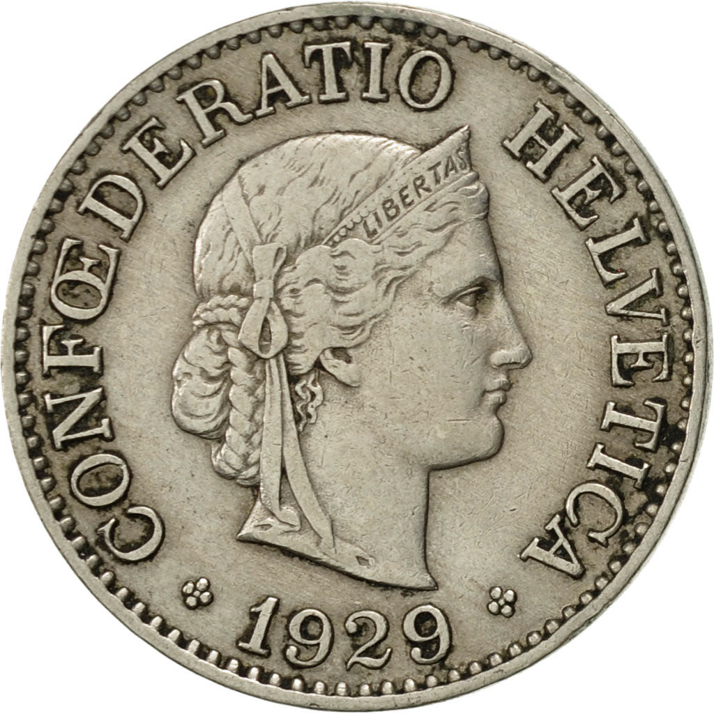 Coin, Switzerland, 10 Rappen, 1929, Bern, EF(40-45), Copper-nickel, KM:27
