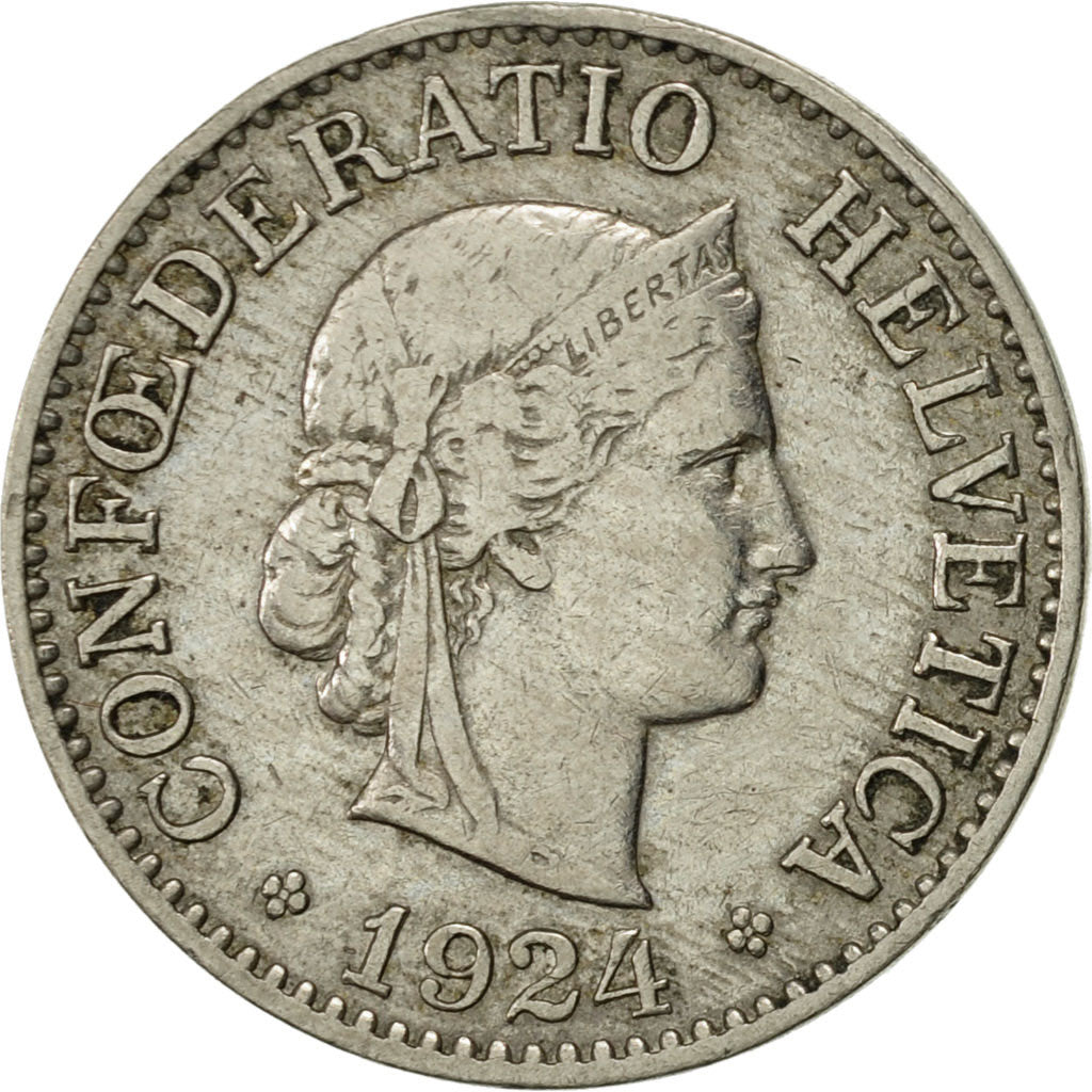 Moneta, Svizzera, 10 Rappen, 1924, Bern, BB, Rame-nichel, KM:27