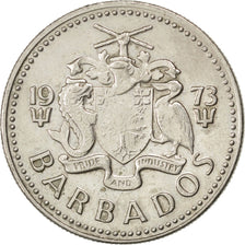 BARBADOS, 25 Cents, 1973, Franklin Mint, KM #13, AU(50-53), Copper-Nickel,...