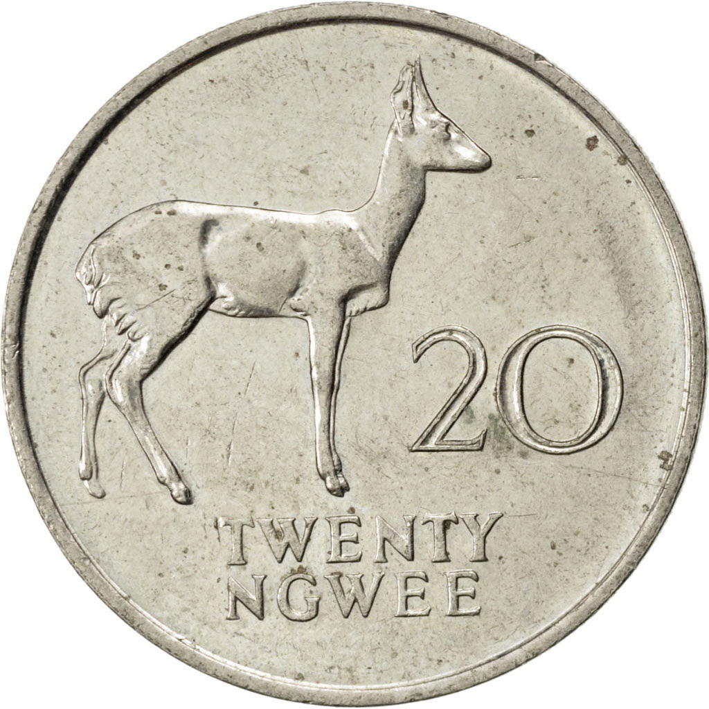 Zambia, 20 Ngwee, 1988, SPL, Rame-nichel, KM:13