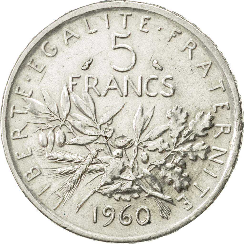 Coin, France, Semeuse, 5 Francs, 1960, Paris, AU(55-58), Silver, KM:926