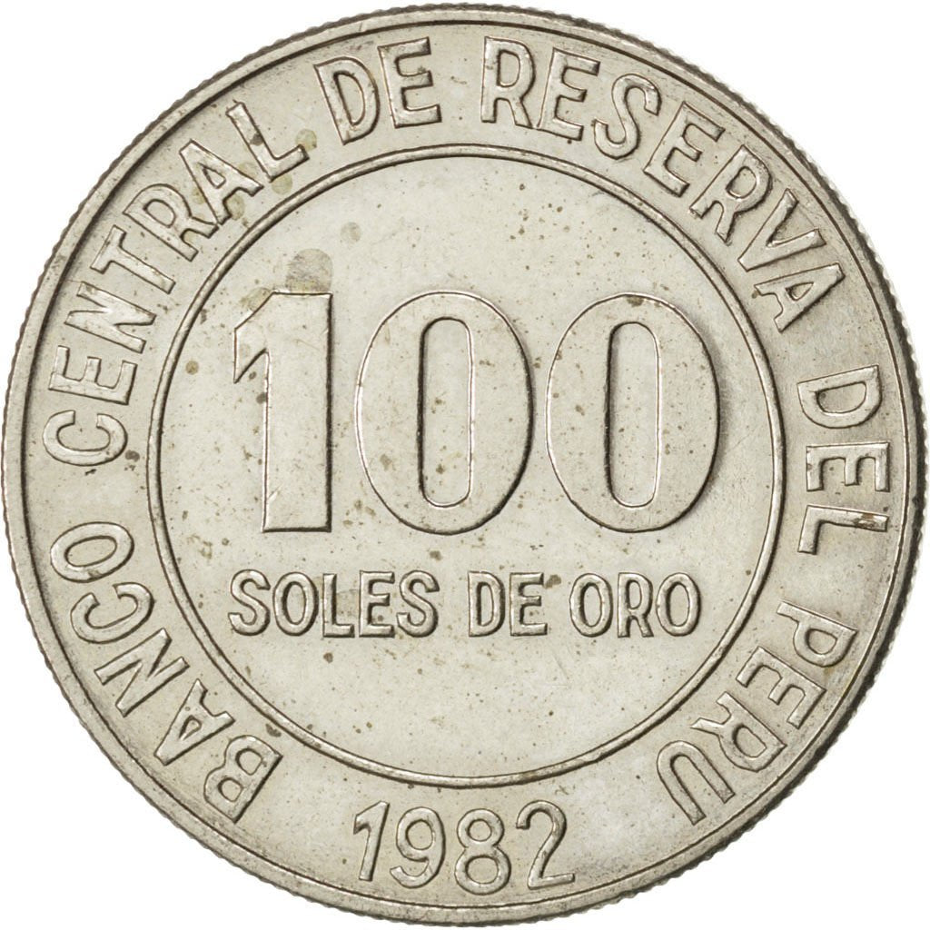 PERU, 100 Soles, 1982, KM #283, AU(55-58), Copper-Nickel, 29.83, 11.71