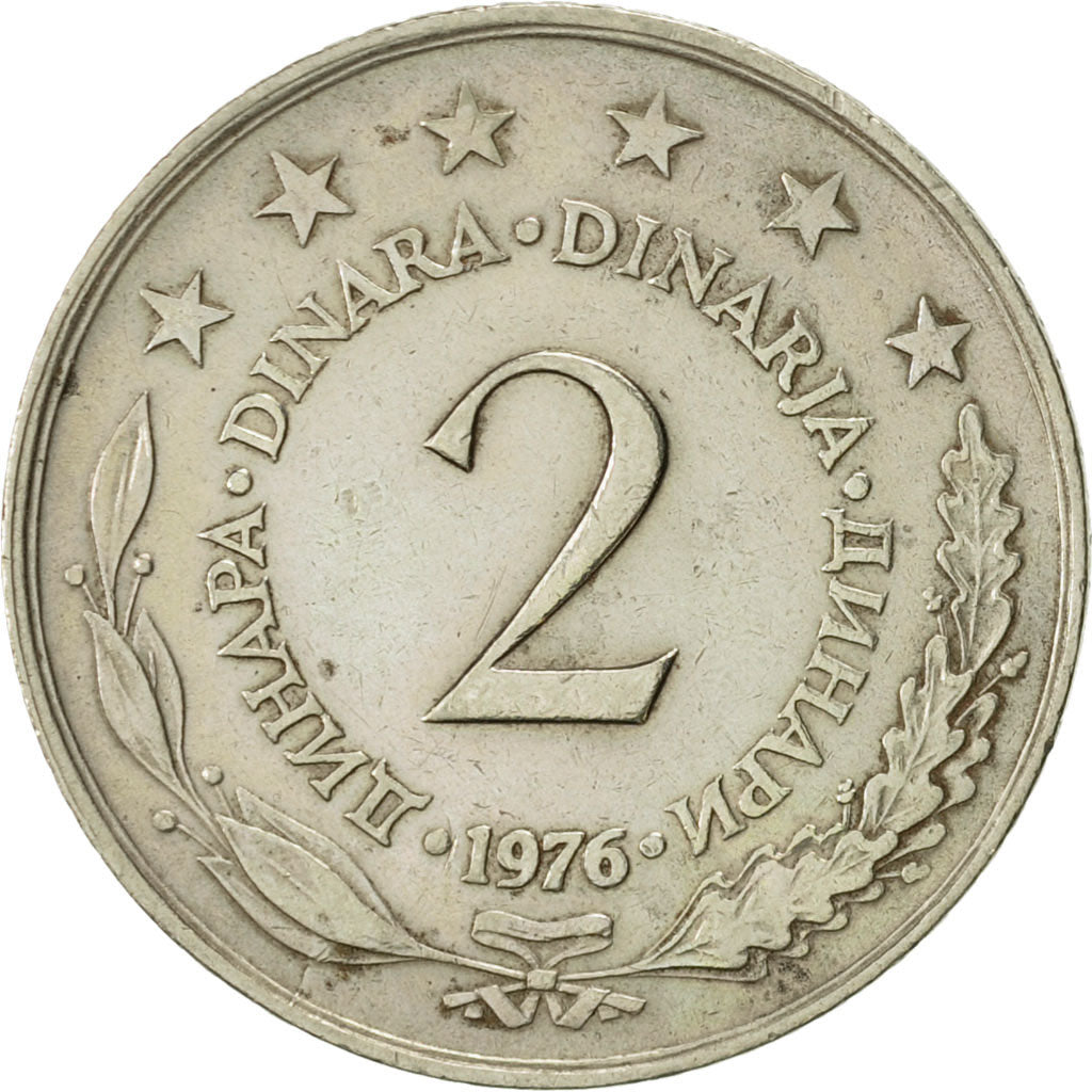 Yougoslavie, 2 Dinara, 1976, TTB+, Copper-Nickel-Zinc, KM:57