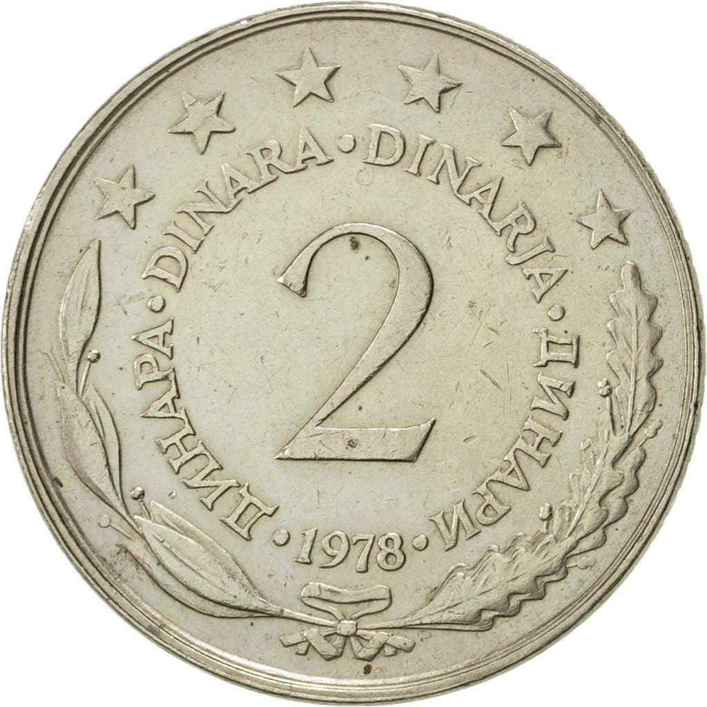 Coin, Yugoslavia, 2 Dinara, 1978, AU(50-53), Copper-Nickel-Zinc, KM:57