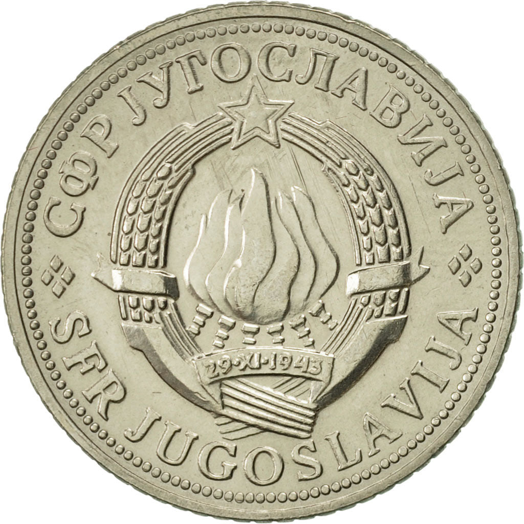 Coin, Yugoslavia, 2 Dinara, 1977, AU(50-53), Copper-Nickel-Zinc, KM:57