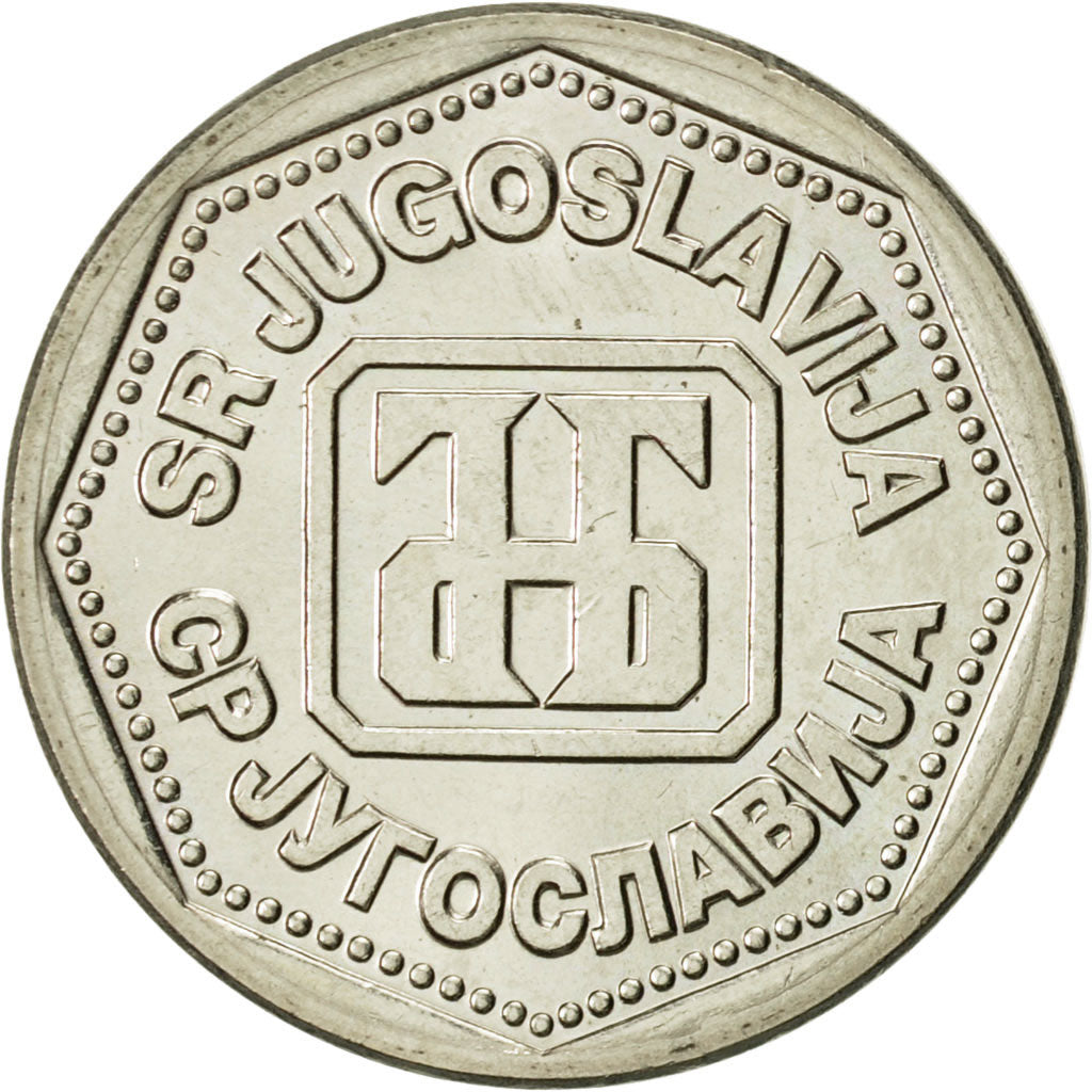 Coin, Yugoslavia, 10 Dinara, 1993, AU(55-58), Copper-Nickel-Zinc, KM:157
