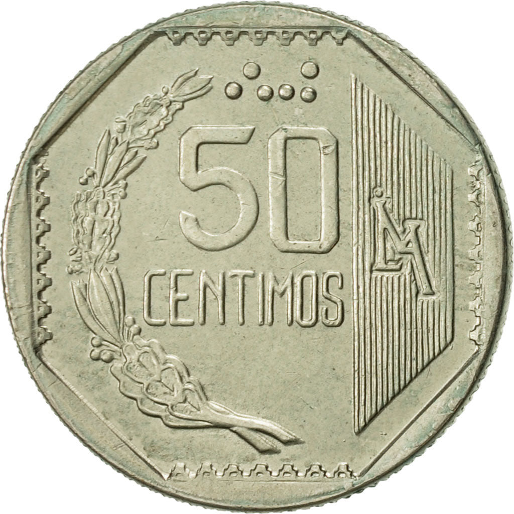 Moneta, Perù, 50 Centimos, 1994, Lima, BB+, Rame-nichel-zinco, KM:307.1
