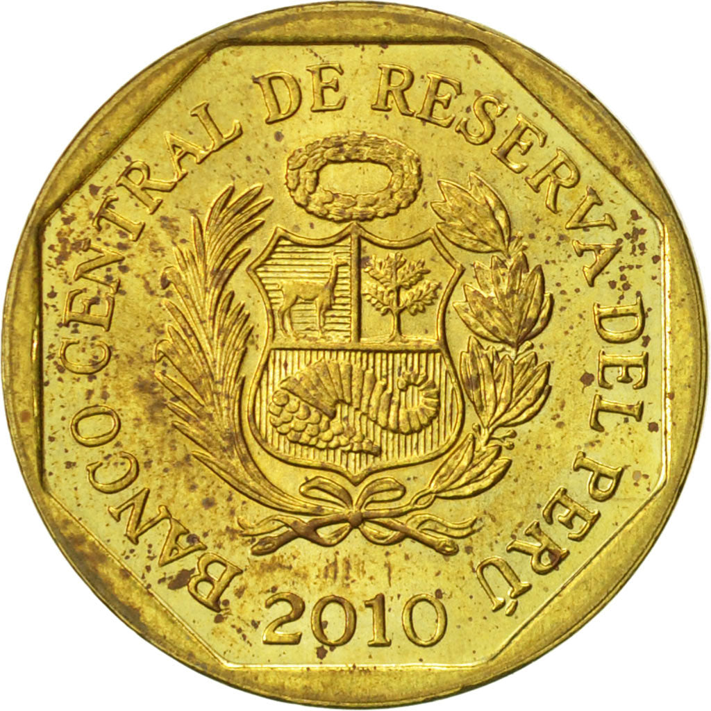 Coin, Peru, 10 Centimos, 2010, Lima, EF(40-45), Brass, KM:305.4