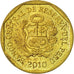 Coin, Peru, 10 Centimos, 2010, Lima, EF(40-45), Brass, KM:305.4