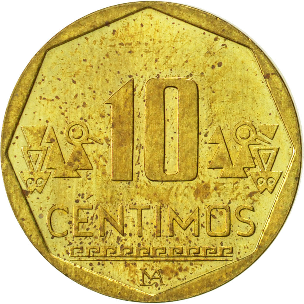 Coin, Peru, 10 Centimos, 2010, Lima, EF(40-45), Brass, KM:305.4